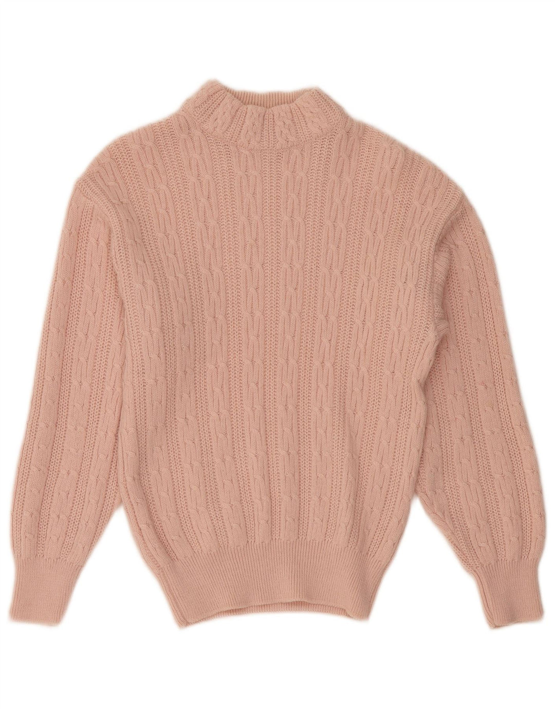 VINTAGE ženski džemper s kornjačastim ovratnikom UK 12 Srednje ružičasta vuna