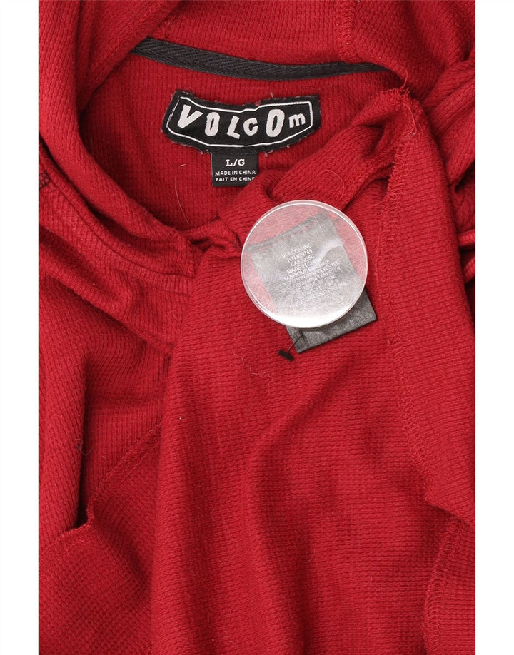 Volcom muška majica s kapuljačom s dugmadima, veliki crveni pamuk