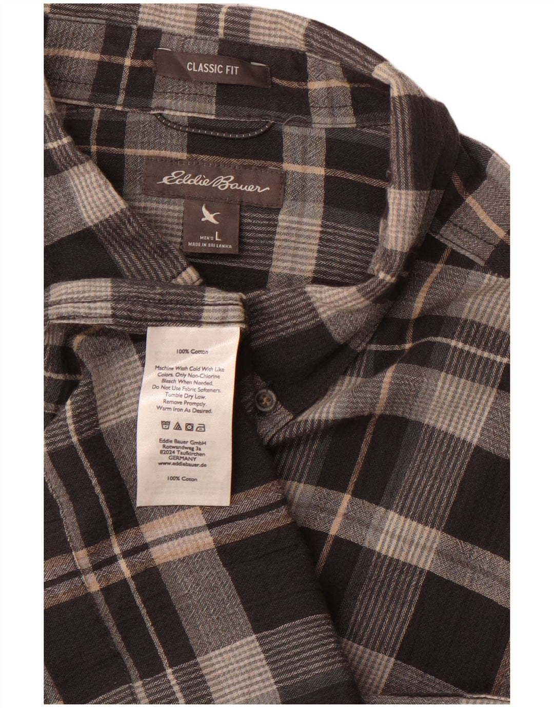 EDDIE BAUER Muška klasična flanelska košulja, veliki sivi karirani pamuk