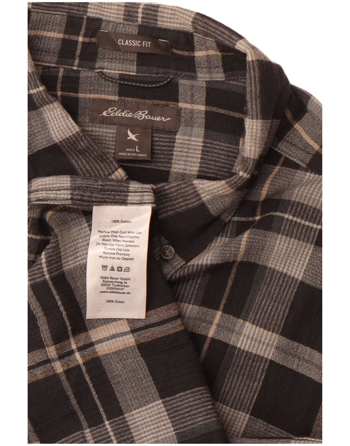 EDDIE BAUER Muška klasična flanelska košulja, veliki sivi karirani pamuk