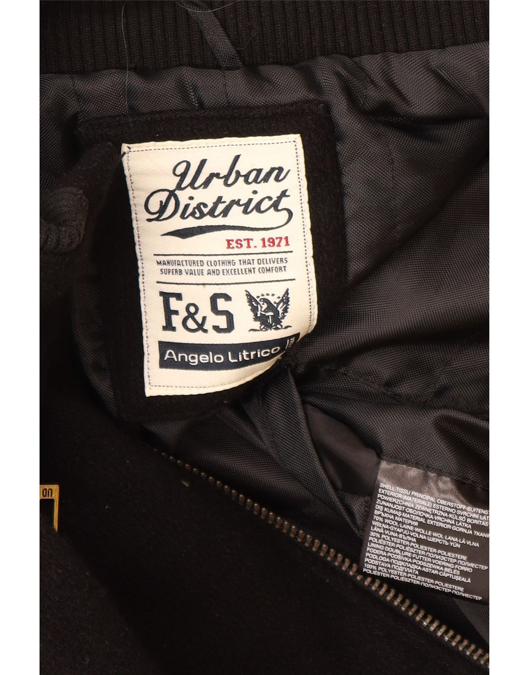 ANGELO LITRICO Muška vojna bomber jakna UK 42 XL crna vuna