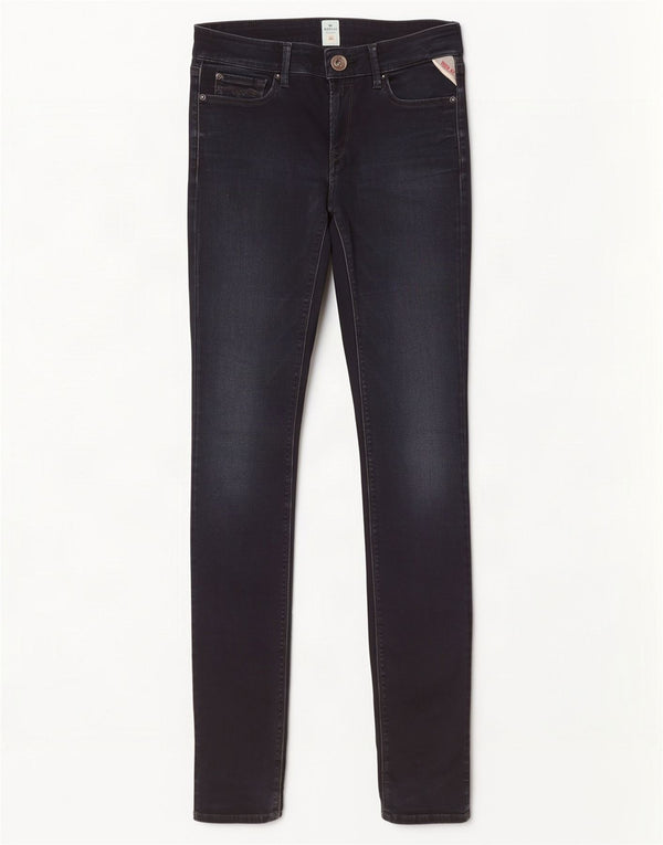 Replay Womens Luz Skinny Jeans W29 L34 Navy Blue Cotton