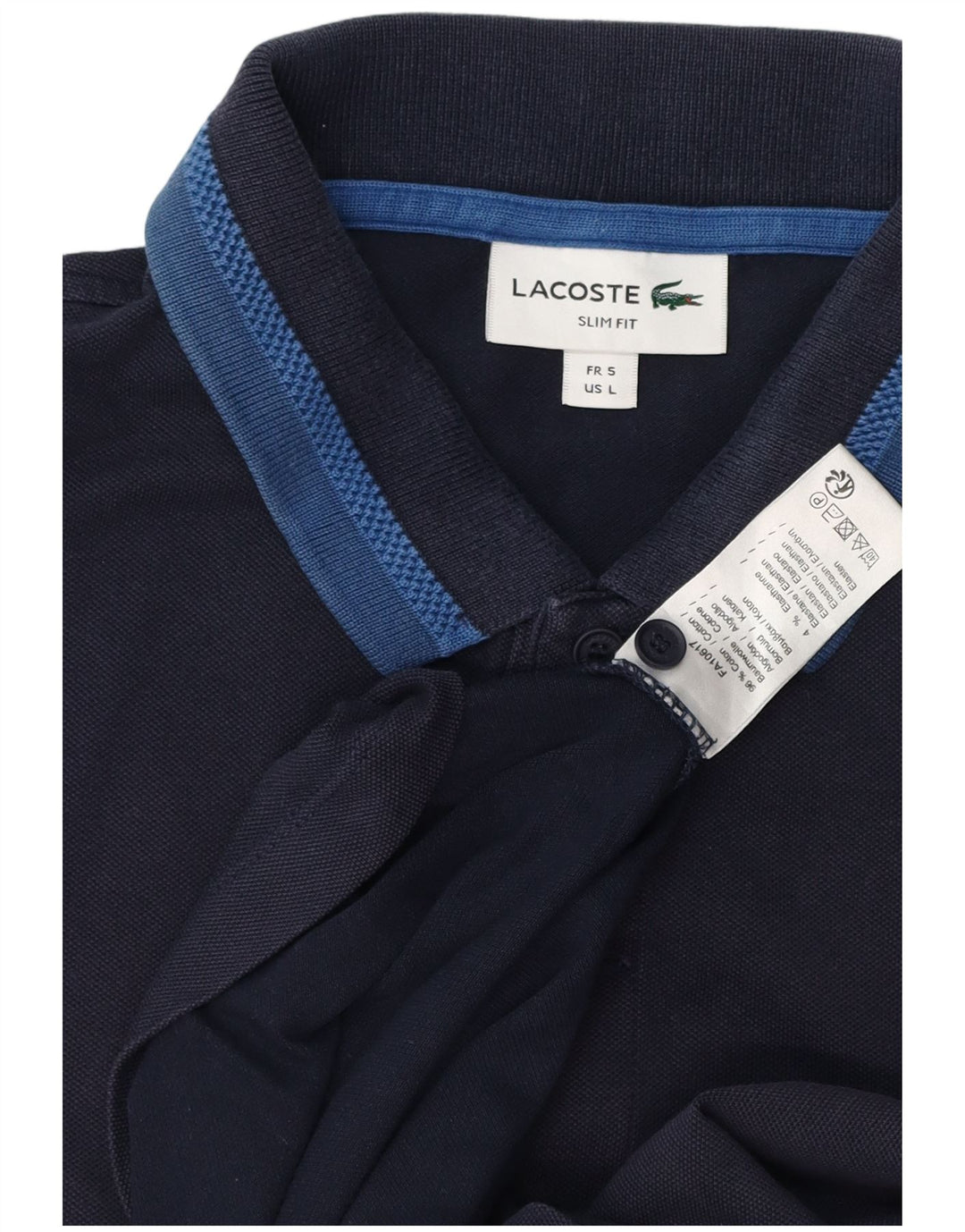 LACOSTE muška uska polo majica veličine 5, velika tamnoplava pamuk
