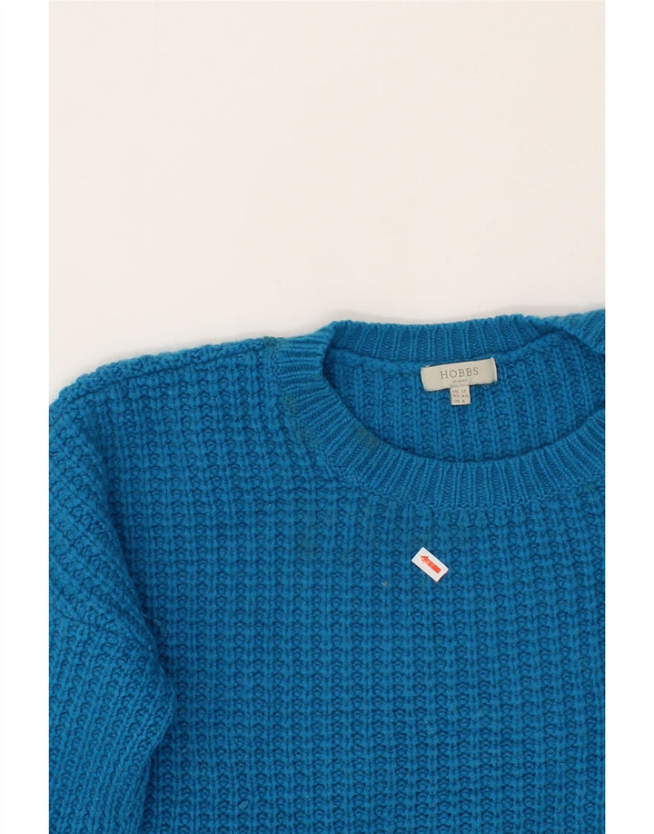 HOBBS Womens Crew Neck Jumper Sweater UK 12 Medium  Blue Wool Vintage Hobbs and Second-Hand Hobbs from Messina Hembry 