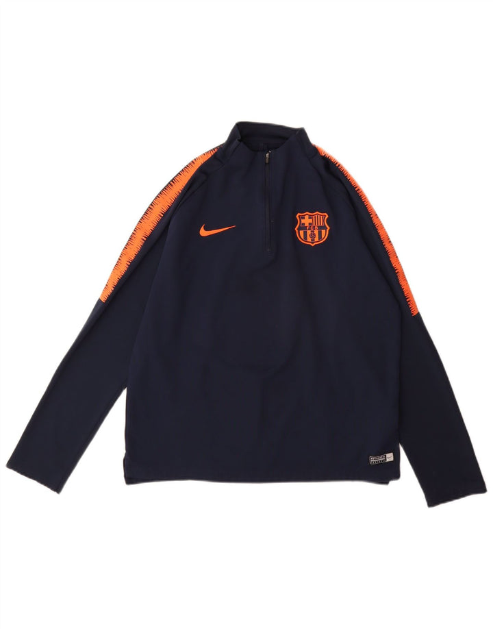 NIKE Boys Graphic Pulover Trenirka Top 13-14 Years Navy Blue Colourblock