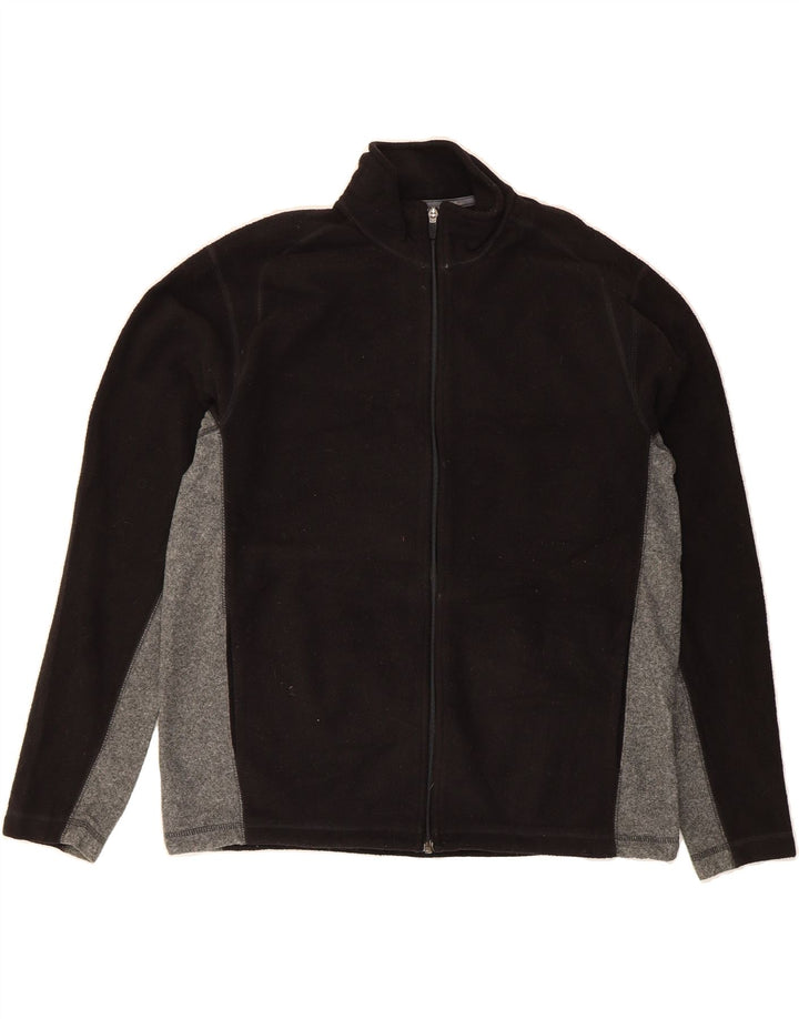 EDDIE BAUER Mens Fleece Jacket UK 38 Medium Black Colourblock Polyester Vintage Eddie Bauer and Second-Hand Eddie Bauer from Messina Hembry 