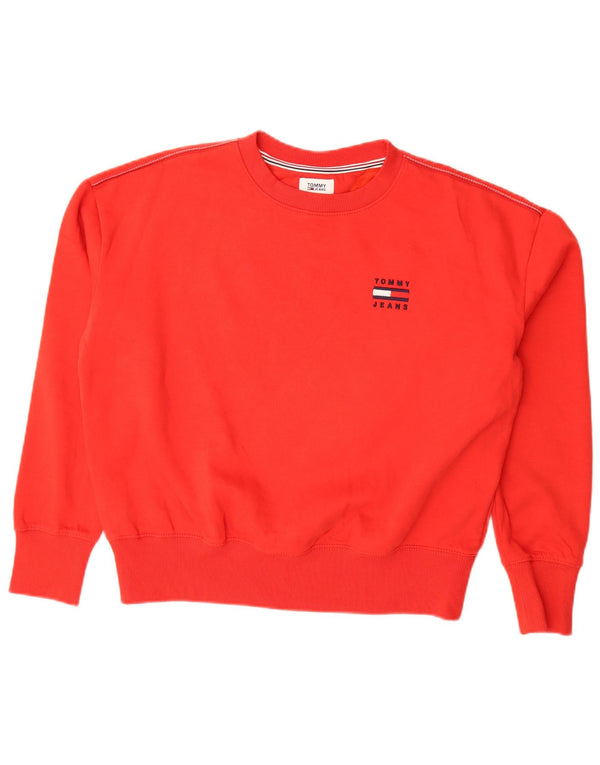 Tommy Hilfiger Ženski preveliki džemper UK 10 Mali crveni pamuk