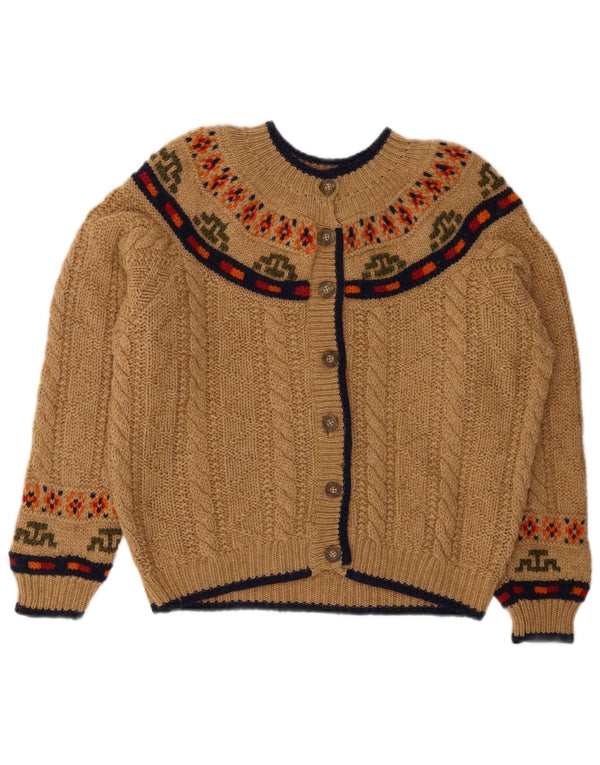 BENETTON ženski kardigan pulover UK 14 Large Beige Fair Isle