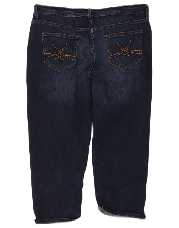 Marks & Spencer Womens Capri Jeans UK 16 Large W38 L20 Navy Blue Cotton