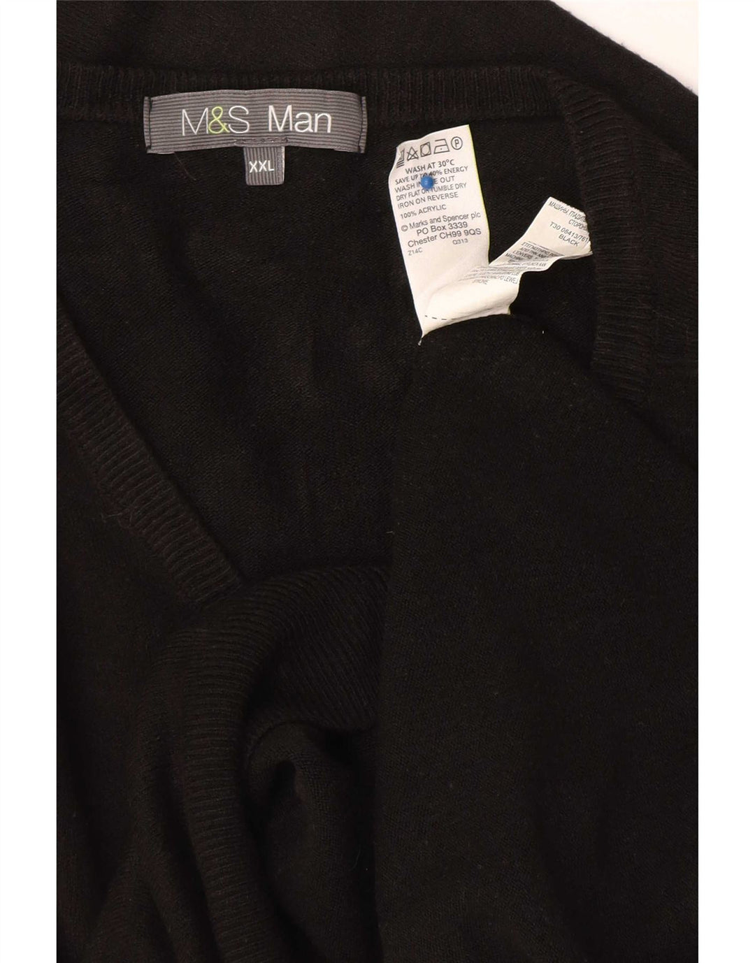 Marks & Spencer muški džemper s V-izrezom 2XL crni akril