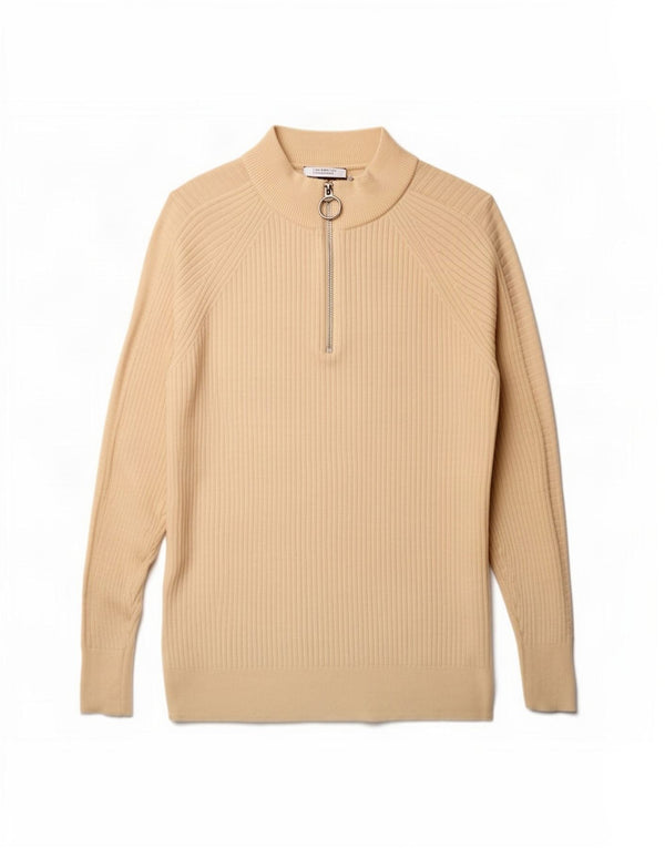 Marks & Spencer ženski pulover s velikim izrezom i patentnim zatvaračem UK 10 Small Beige