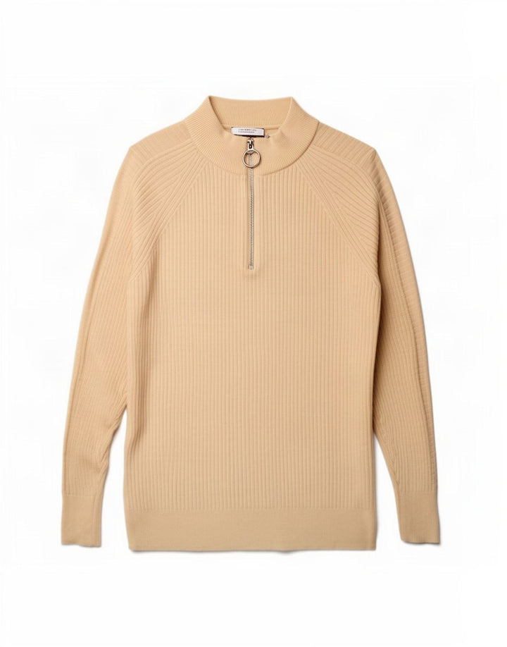 Marks & Spencer ženski pulover s velikim izrezom i patentnim zatvaračem UK 10 Small Beige