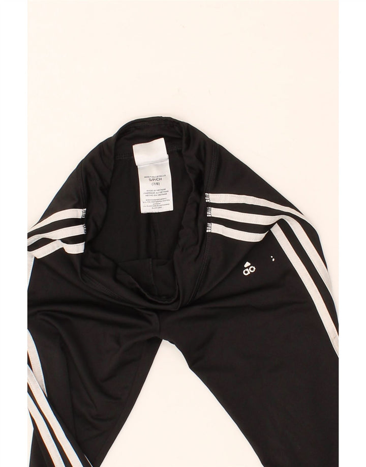 ADIDAS Girls Leggings 7-8 Years Small Black Polyester Vintage Adidas and Second-Hand Adidas from Messina Hembry 