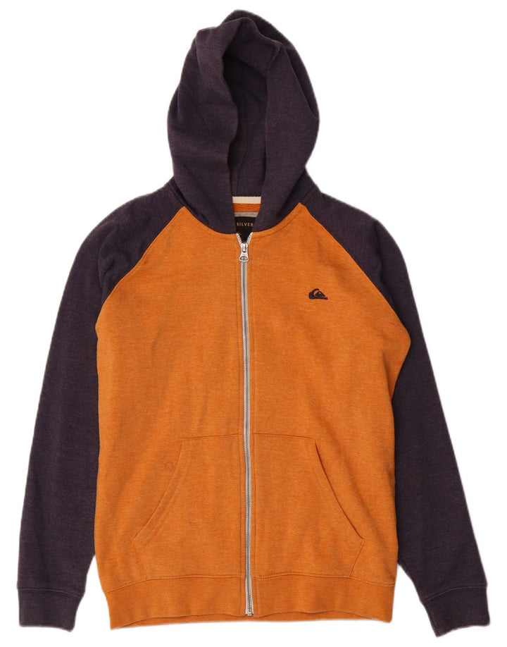 QUIKSILVER Ženski pulover s kapuljačom na patentni zatvarač UK 14 Large Orange Colourblock Pamuk