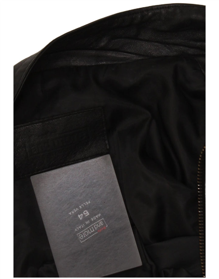 Vintage muška kožna jakna IT 54 2XL crna koža