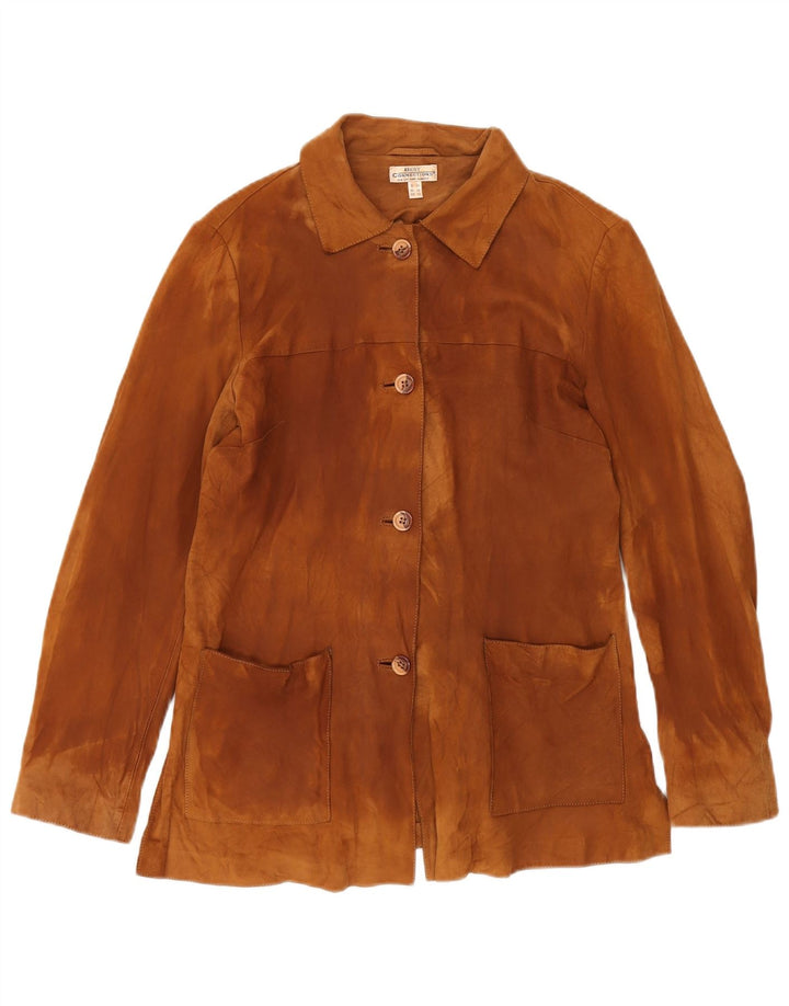 Vintage ženska jakna od brušene kože UK 12 srednje smeđa kožna klasična