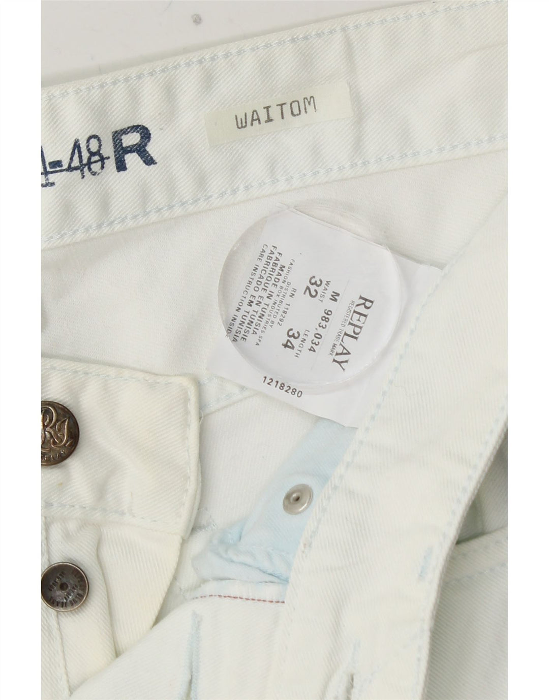 REPLAY muške ravne traperice Waitom W32 L34 bijeli pamuk