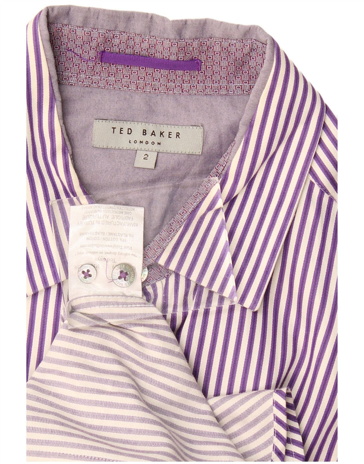 TED BAKER Muška košulja veličine 2, pamuk s malim ljubičastim prugama