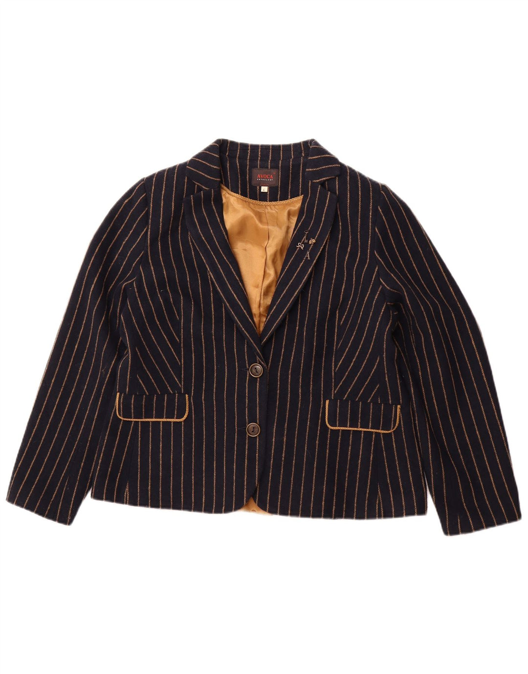 AVOCA Womens Oversized 2 Button Blazer Jacket UK 4 XS Navy Blue Striped