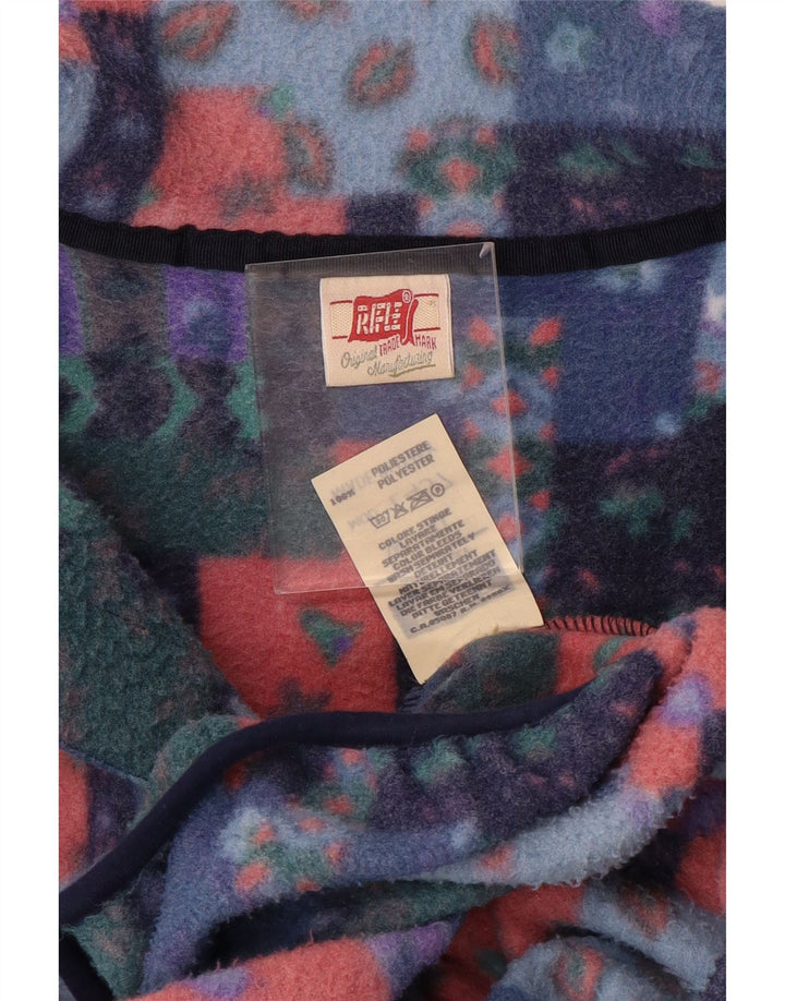 Muški džemper od flisa s dugmadima i ovratnikom XL višebojni patchwork poliester
