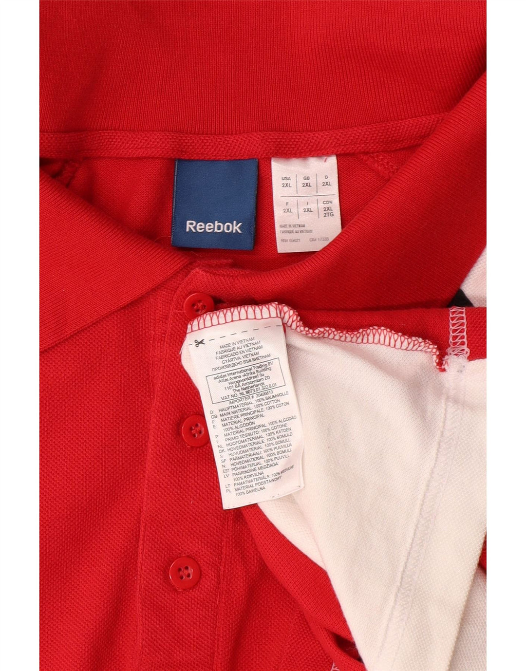 REEBOK muška polo majica s grafičkim motivima 2XL, crveni pamuk u boji