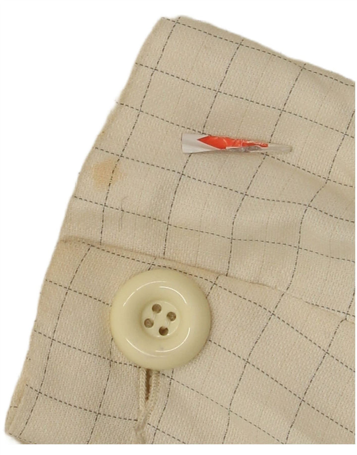 Vintage ženski sako s 4 gumba IT 44 srednje svijetlo bijela karirana viskoza
