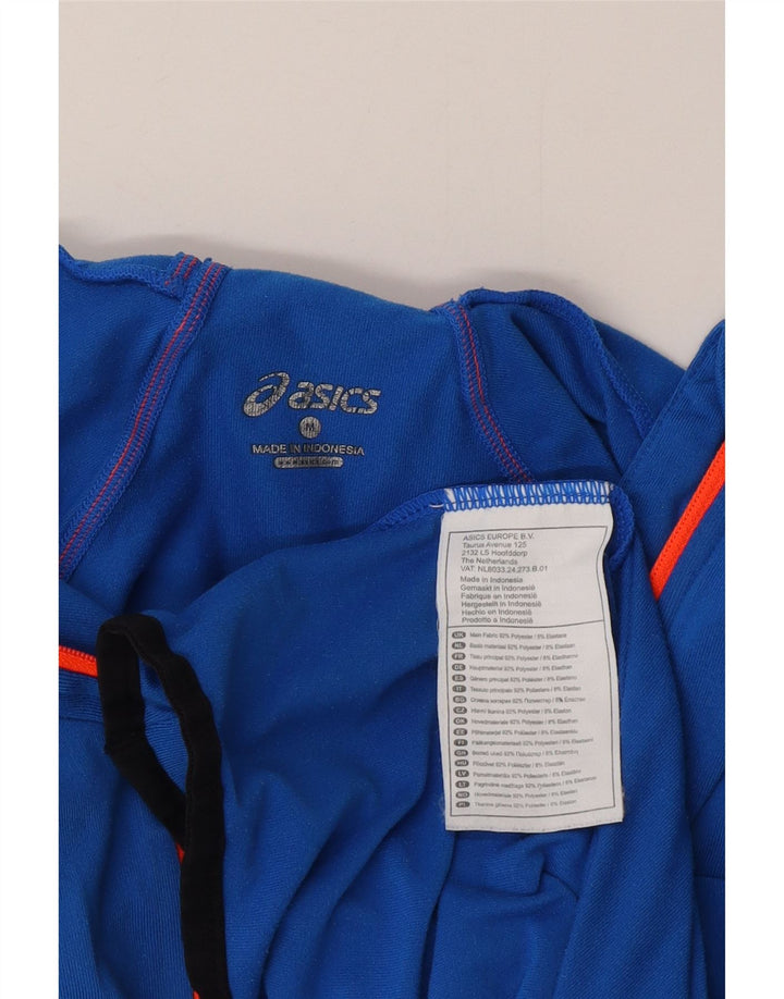 Asics muška majica s kapuljačom i izrezom s patentnim zatvaračem, dugih rukava srednje plave boje od poliestera