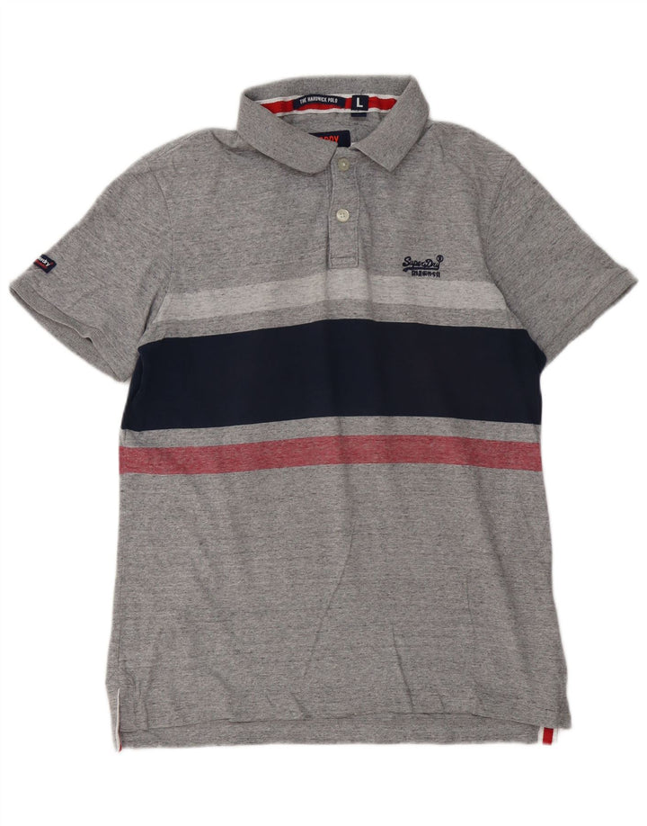 Superdry muška polo majica, pamuk na velike sive pruge