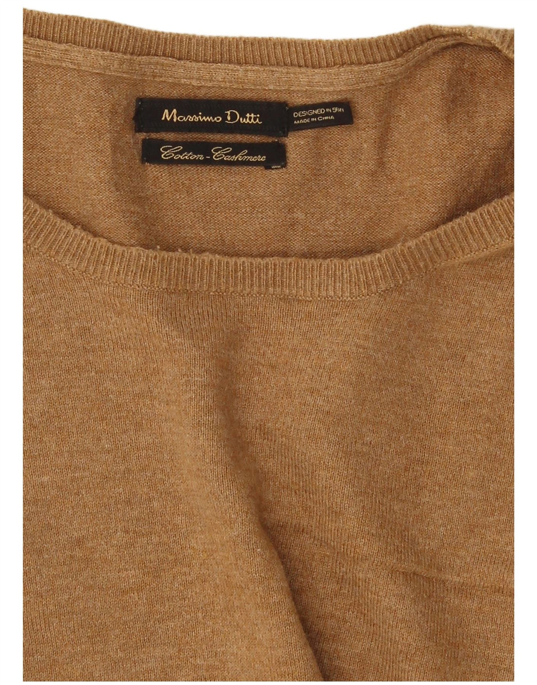 Massimo Dutti muški džemper s okruglim izrezom Srednje smeđi pamuk u blokovima boja
