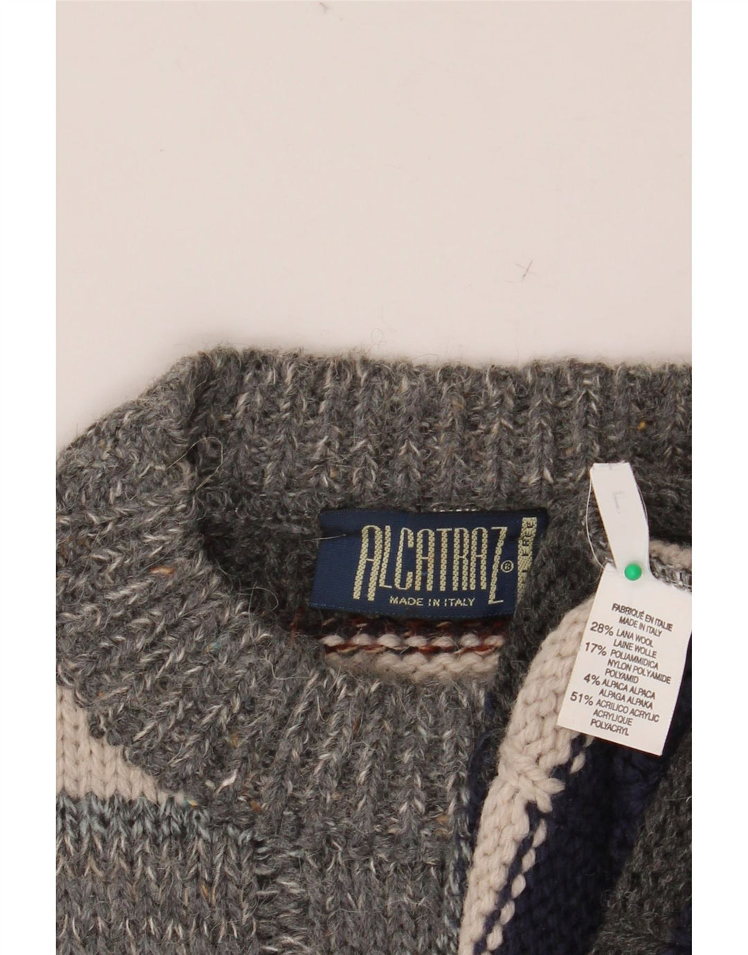 ALCATRAZ muški džemper s okruglim izrezom, vuneni veliki raznobojni prugasti pulover