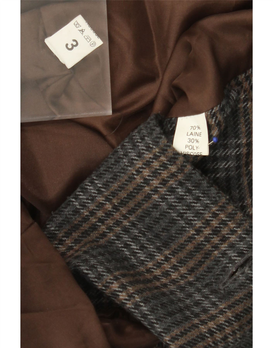 VINTAGE muška duga jakna jakna UK 40 Large Grey Houndstooth