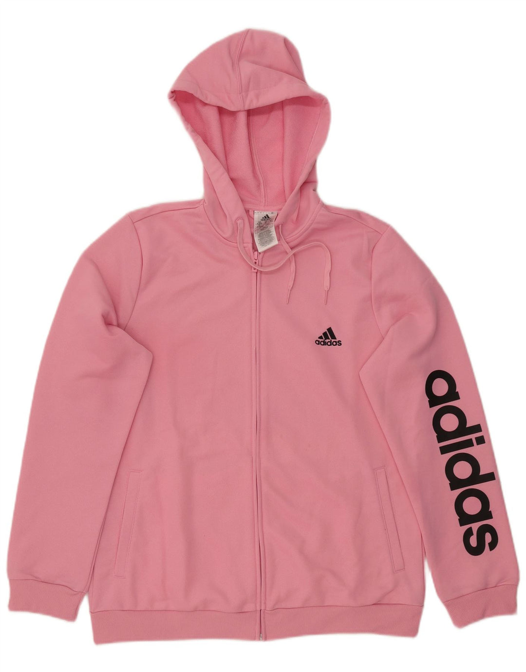 ADIDAS ženski džemper s kapuljačom s patentnim zatvaračem UK 20/22 XL ružičasti poliester