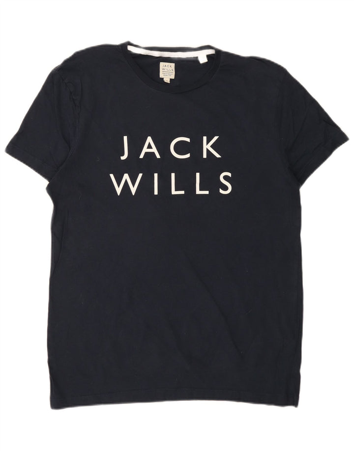 JACK WILLS Muška majica kratkih rukava s grafičkim motivima, srednje tamnoplavi pamuk