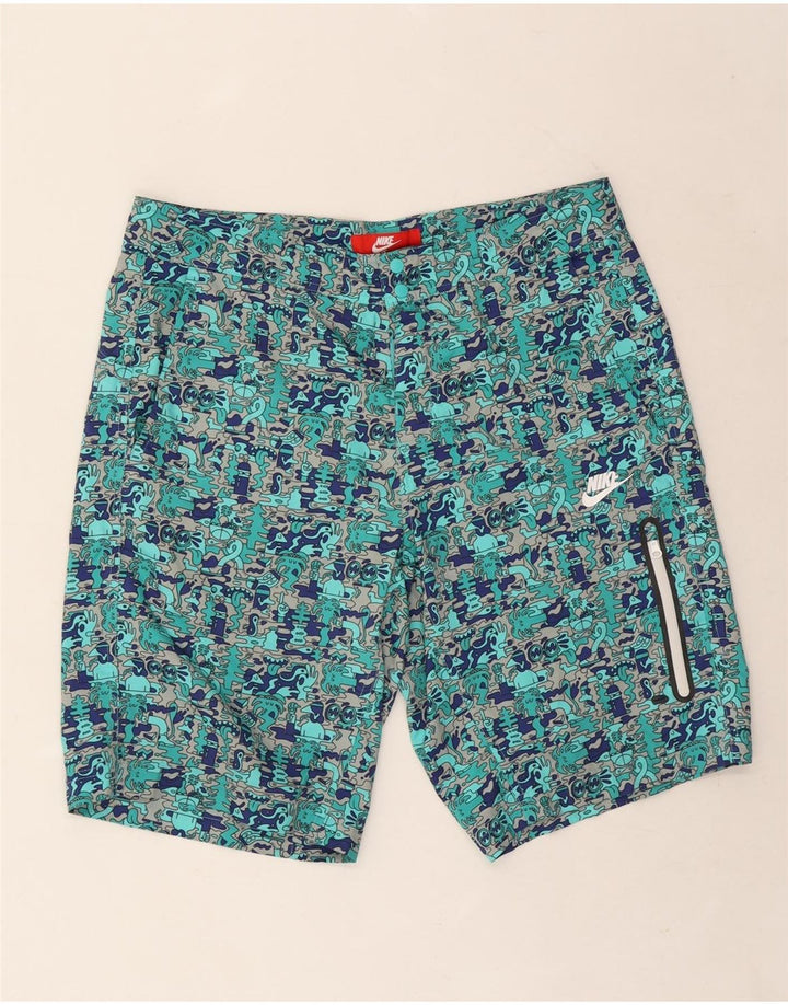 Nike muške grafičke kargo kratke hlače W34 veliki tirkizni poliester u blokovima boja