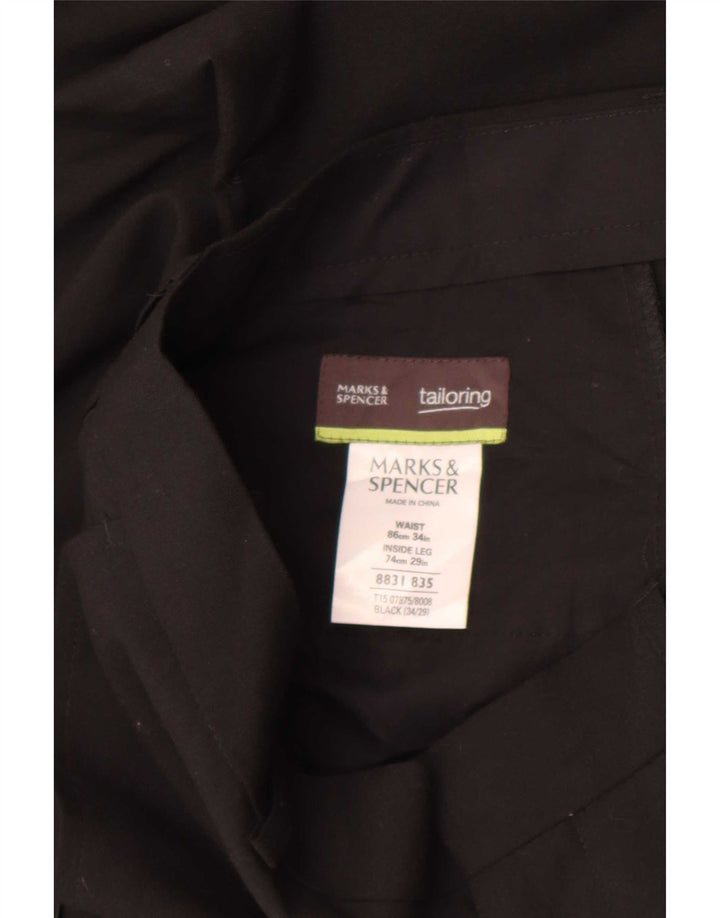 Marks & Spencer muške ravne chino hlače W34 L29 crni poliester