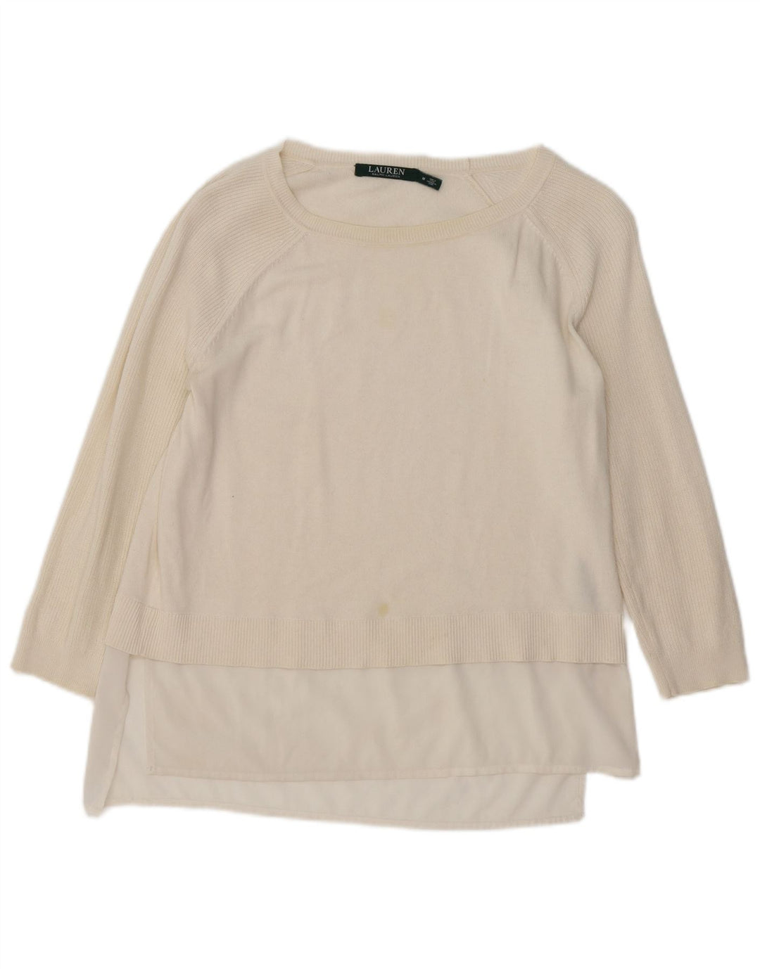 RALPH LAUREN Womens Boat Neck Jumper Sweater UK 14 Medium Off White Vintage Ralph Lauren and Second-Hand Ralph Lauren from Messina Hembry 