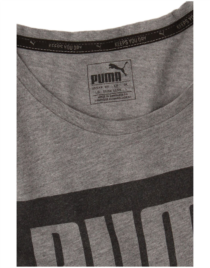 PUMA Mens Graphic T-Shirt Top Large Grey Cotton