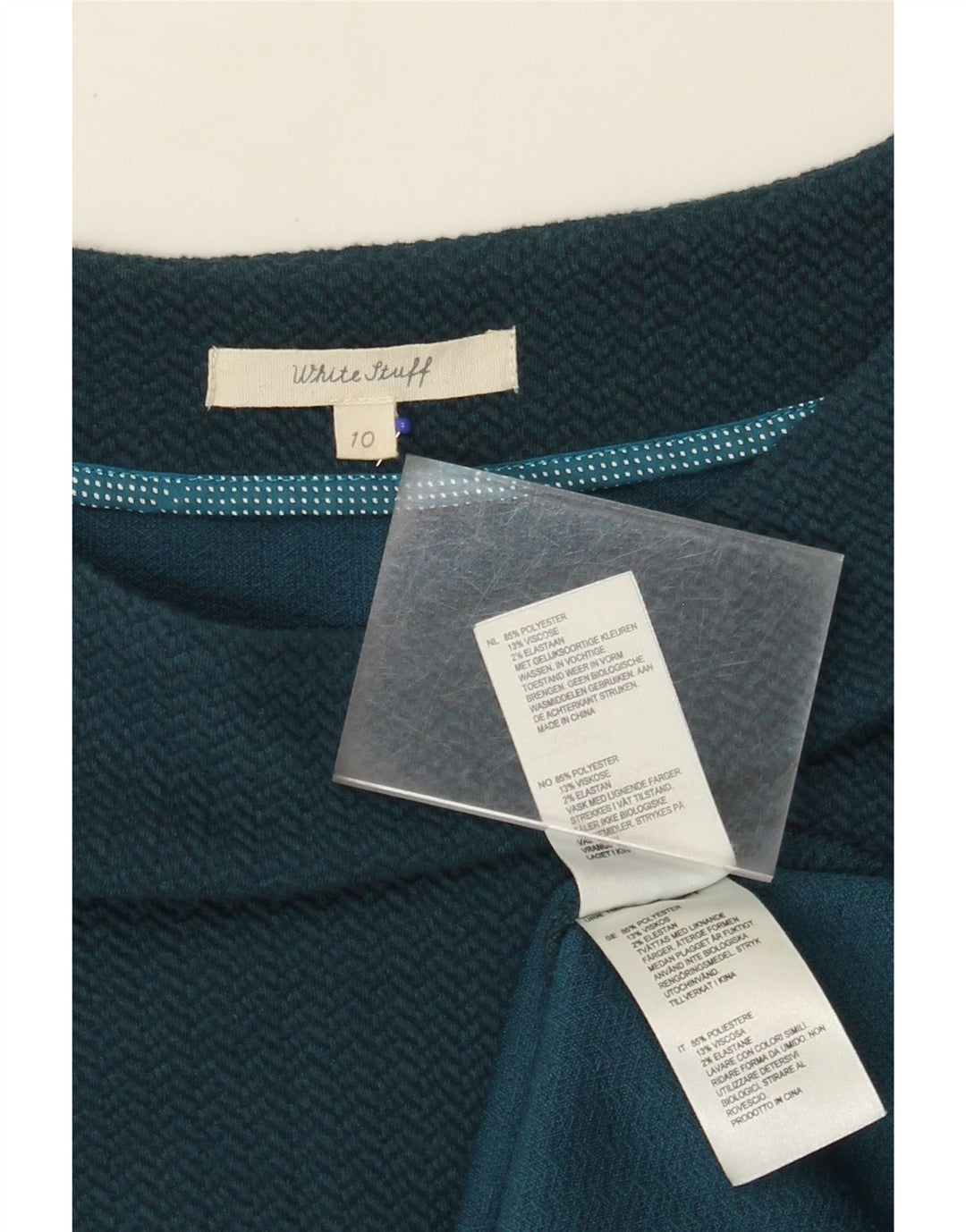 WHITE STUFF Ženska plašt haljina UK 10 Mala tamnoplava Chevron poliester