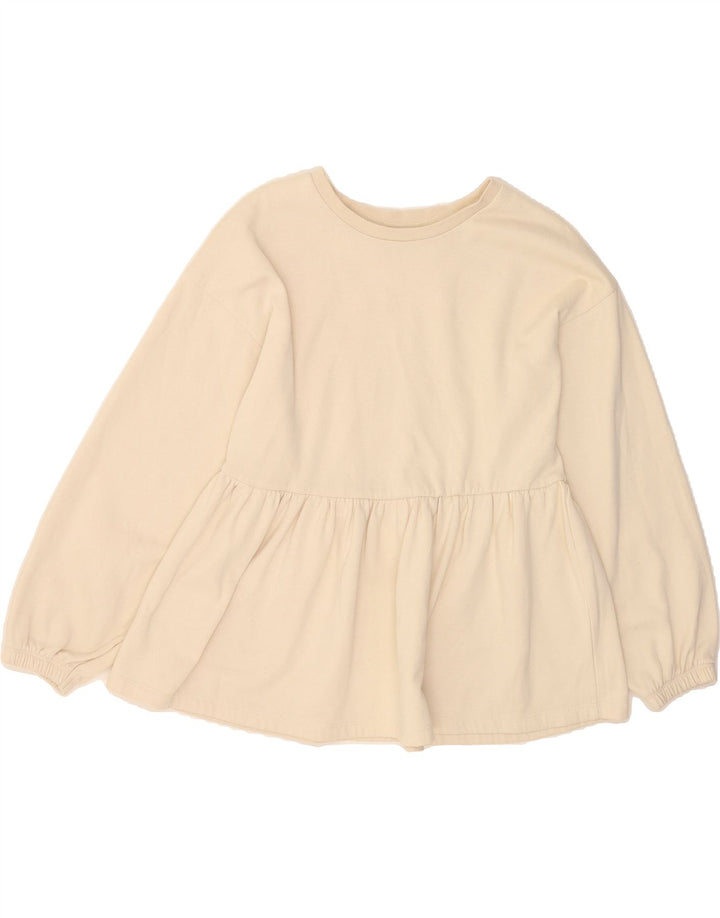 ZARA Womens Long Sleeve Blouse Top UK 10 Small Beige Vintage Zara and Second-Hand Zara from Messina Hembry 