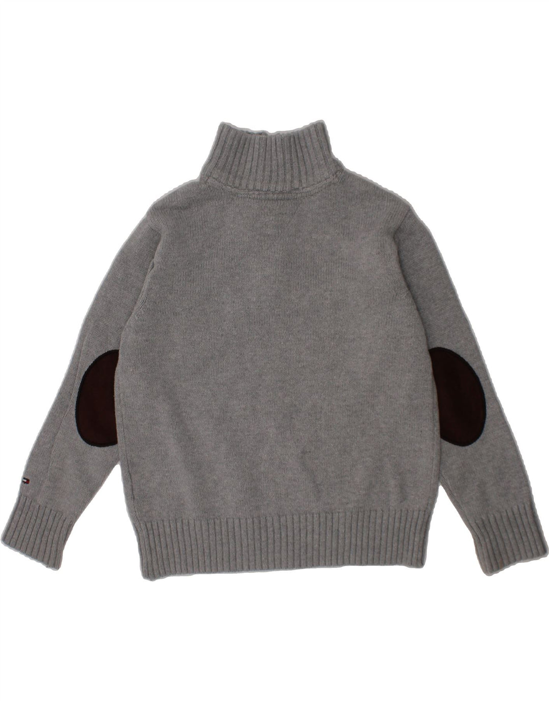 TOMMY HILFIGER Boys Button Neck Jumper Sweater 4-5 Years Grey Cotton Vintage Tommy Hilfiger and Second-Hand Tommy Hilfiger from Messina Hembry 