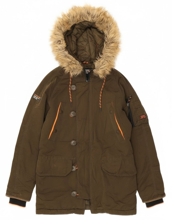 Superdry ženska velika parka jakna s kapuljačom UK 6 XS kaki poliester