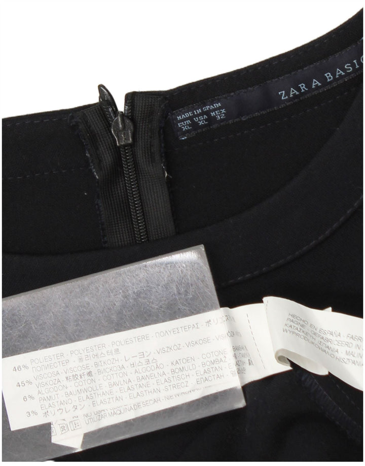 Zara ženska duga haljina bez rukava UK 18 XL tamnoplavi poliester