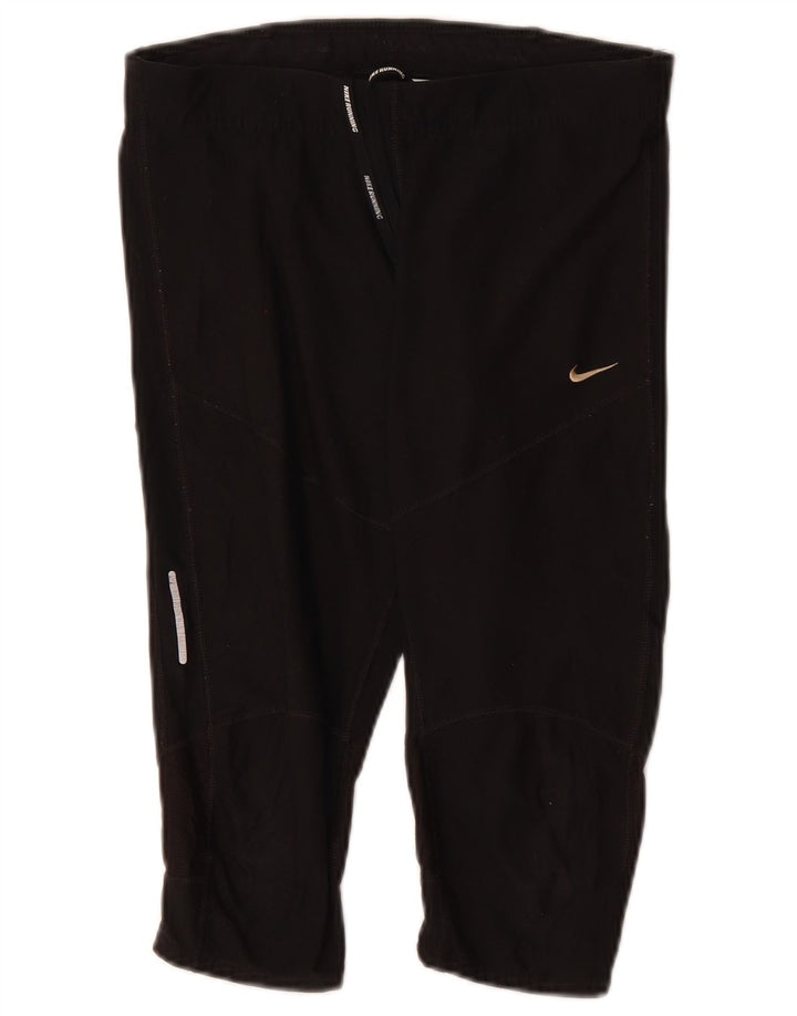 NIKE Ženske Dri Fit Capri Trenirke Hlače UK 12 Srednji crni poliester