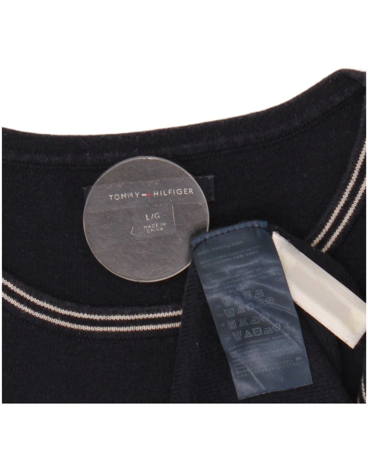 TOMMY HILFIGER Ženski džemper s veznim izrezom UK 14 Veliki tamnoplavi