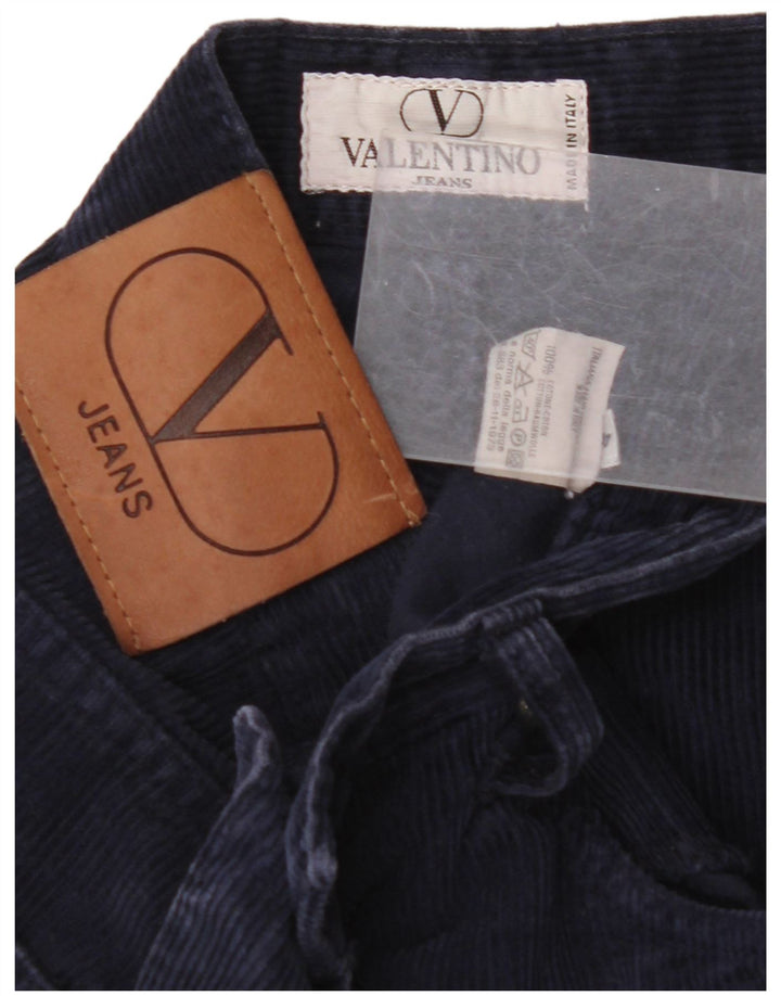 VALENTINO Muške ravne hlače od samta W40 L28 tamnoplavi pamuk