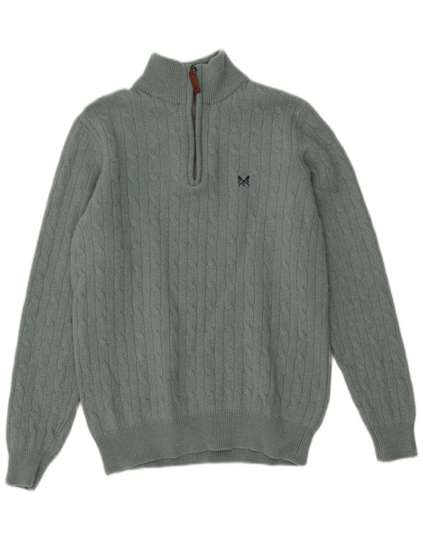 Crew Clothing Muški džemper s izrezom i malim zelenim vunenim puloverom