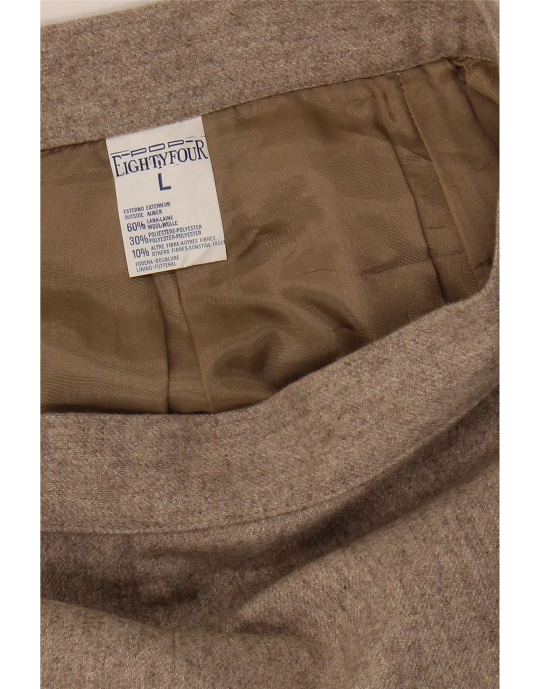 Vintage Womens Mini Skirt Large W32 Beige Flecked Wool