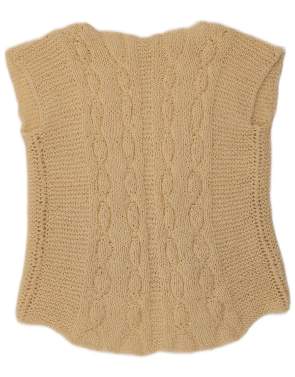 VINTAGE ženski prsluk bez rukava UK 12 Srednje bež