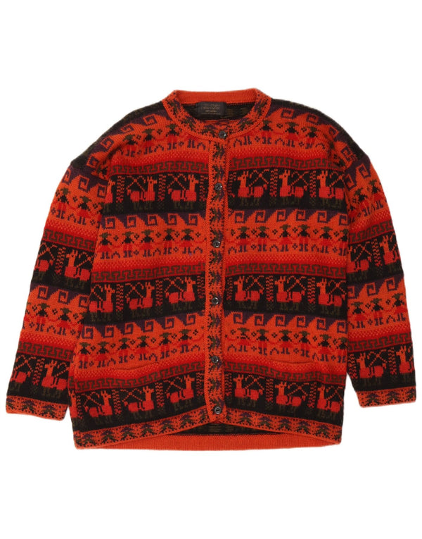 Artesanias ženski kardigan pulover UK 16 Large Red Fair Isle Aztec