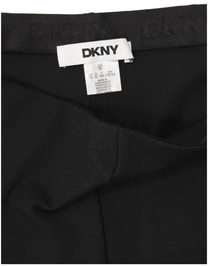 DKNY ženske ravne kapri hlače visokog struka XL W36 L24 od crne svile